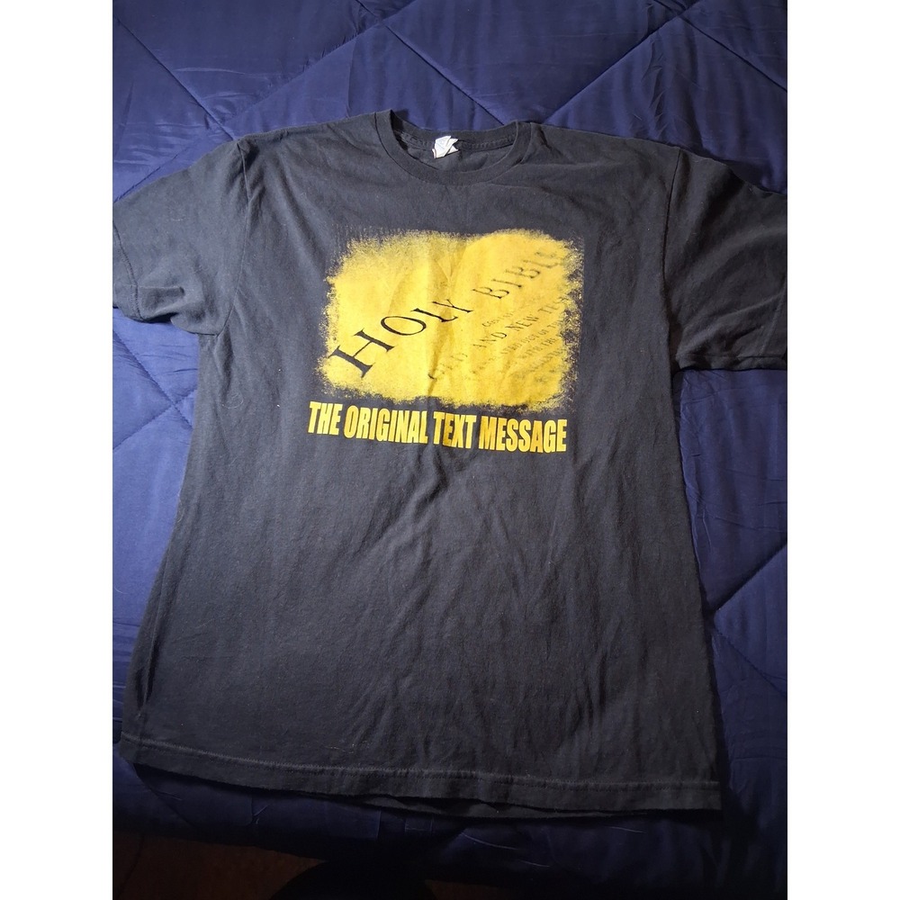 The Holy Bible The Original Text Message Graphic T-Shirt Mens Large Black